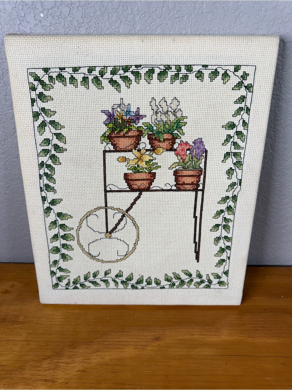 Handmade Cross Stitch Floral Wall Art